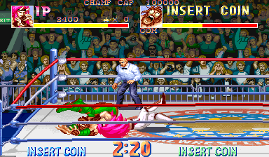 Saturday Night Slam Masters (Arcade) screenshot: In a hold.