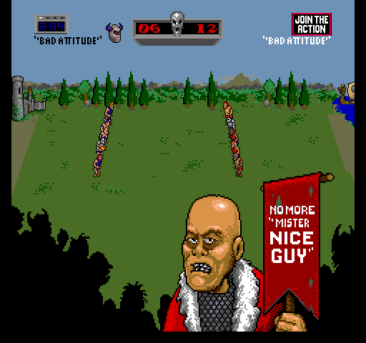 Pigskin 621 AD (Arcade) screenshot: Red's aren't happy.