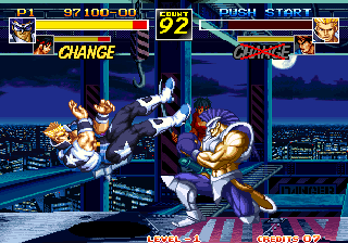 Kizuna Encounter: Super Tag Battle (Arcade) screenshot: Long fall
