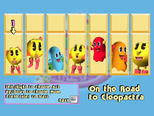 Ms. Pac-Man: Quest for the Golden Maze (Windows) screenshot: Select among the unlocked levels