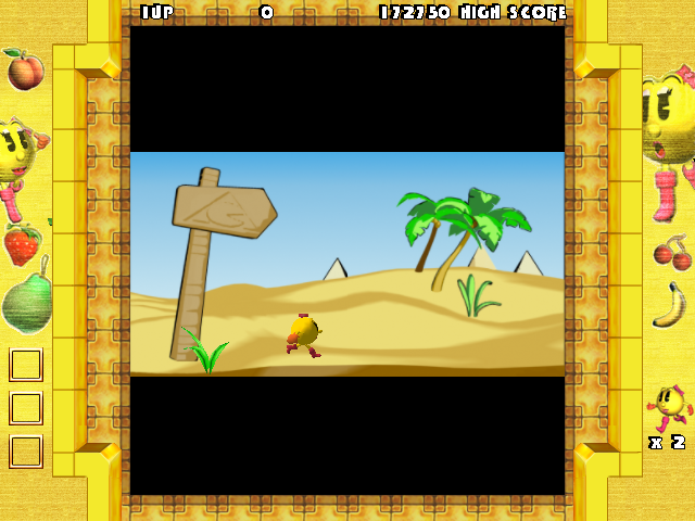 Ms. Pac-Man: Quest for the Golden Maze (Windows) screenshot: Ms. Pac-Man trots off to the first maze