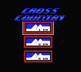 The Games: Winter Edition (MSX) screenshot: For cross country (skiing), select the length of race.