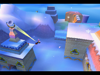 Spyro: Year of the Dragon (PlayStation) screenshot: Spyro uses the laser to burn some enemies.