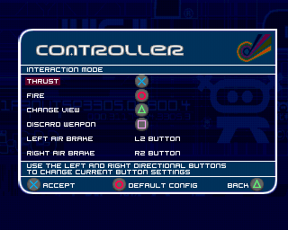 WipEout XL (PlayStation) screenshot: Controller Config.