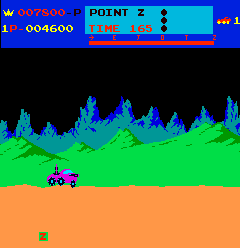 Moon Patrol (Arcade) screenshot: Z check point, end of the course
