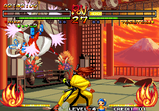 Samurai Shodown V (Arcade) screenshot: Mina has big trouble