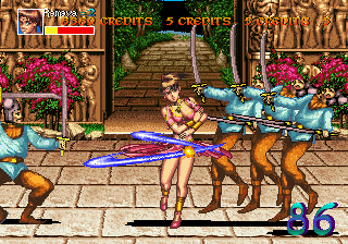Arabian Fight (Arcade) screenshot: Dancing attack