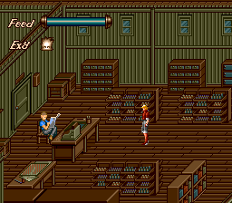 Fiend Hunter (TurboGrafx CD) screenshot: Store. Note the realistic pose and animation of the shopkeeper
