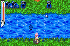 Bōkyaku no Senritsu (Game Boy Advance) screenshot: Fighting besides the river