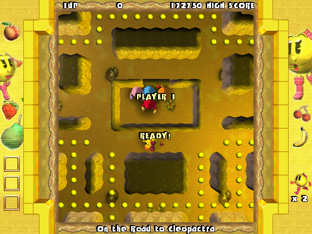 Ms. Pac-Man: Quest for the Golden Maze (Windows) screenshot: Each maze starts with a zoom out from our protagonist