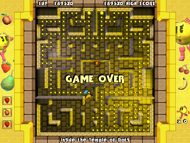 Ms. Pac-Man: Quest for the Golden Maze (Windows) screenshot: Game over