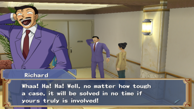 Case Closed: One Truth Prevails - The Mirapolis Investigation (Wii) screenshot: Richard (Mouri Kogorou) flirting as always.