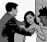 James Bond 007 (Game Boy) screenshot: Some inappropriate touching from Bond.