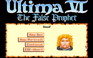 Ultima VI: The False Prophet (Amiga) screenshot: Choosing a portrait for a new character.
