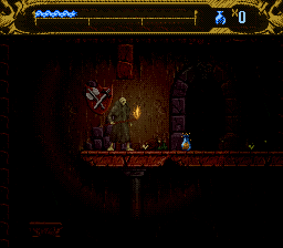 Mary Shelley's Frankenstein (SNES) screenshot: A secret chamber in the crypt, containing some goodies.