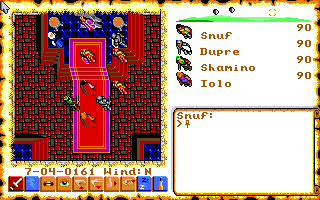 Ultima VI: The False Prophet (Amiga) screenshot: Three gargoyles must be defeated by the throne.
