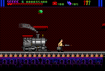 The Addams Family (TurboGrafx CD) screenshot: What a genius family. They built a railway in one of their rooms!..