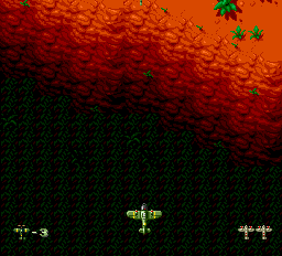 Twin Hawk (TurboGrafx-16) screenshot: Flying over a chasm