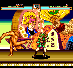Kabuki Ittōryōdan (TurboGrafx CD) screenshot: Yay, it's Mantou! Go, you big monkey! :)
