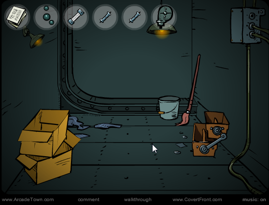 Covert Front: Episode Two - Station on the Horizon (Browser) screenshot: A dirty cleaning room.