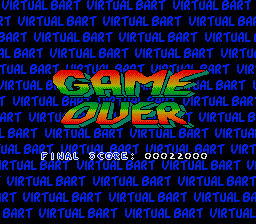 Virtual Bart (Genesis) screenshot: Game over screen