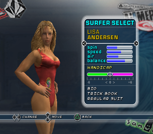 Kelly Slater's Pro Surfer (PlayStation 2) screenshot: Surfer selection.