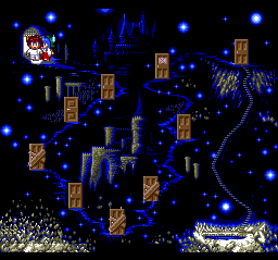 GS Mikami (TurboGrafx CD) screenshot: Top-down navigation on the map of dreams