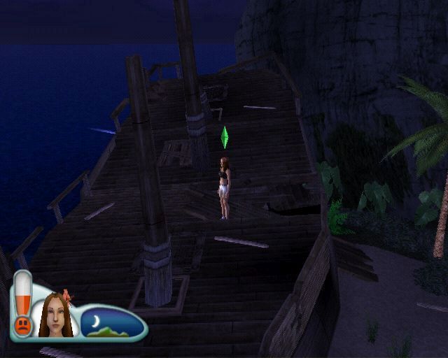 The Sims 2: Castaway (PlayStation 2) screenshot: Shipwreck Lagoon is not called Shipwreck Lagoon for nothing
