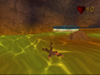 Disney's Atlantis: The Lost Empire (PlayStation) screenshot: Milo killed by the lava.