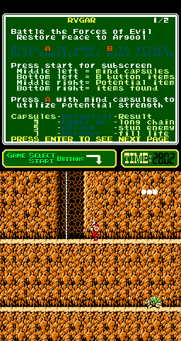 Rygar (Arcade) screenshot: Getting higher.