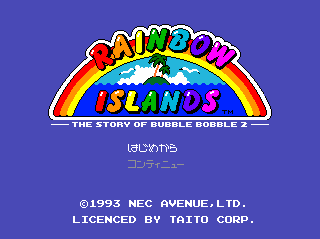 Rainbow Islands (TurboGrafx CD) screenshot: Title screen