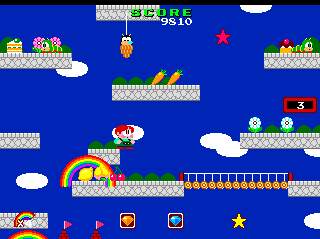 Rainbow Islands (TurboGrafx CD) screenshot: Getting started... it's all pretty simple in the beginning