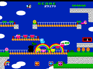 Rainbow Islands (TurboGrafx CD) screenshot: Killed by pesky insects