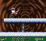 Gex 3: Deep Pocket Gecko (Game Boy Color) screenshot: Fighting Evil Santa