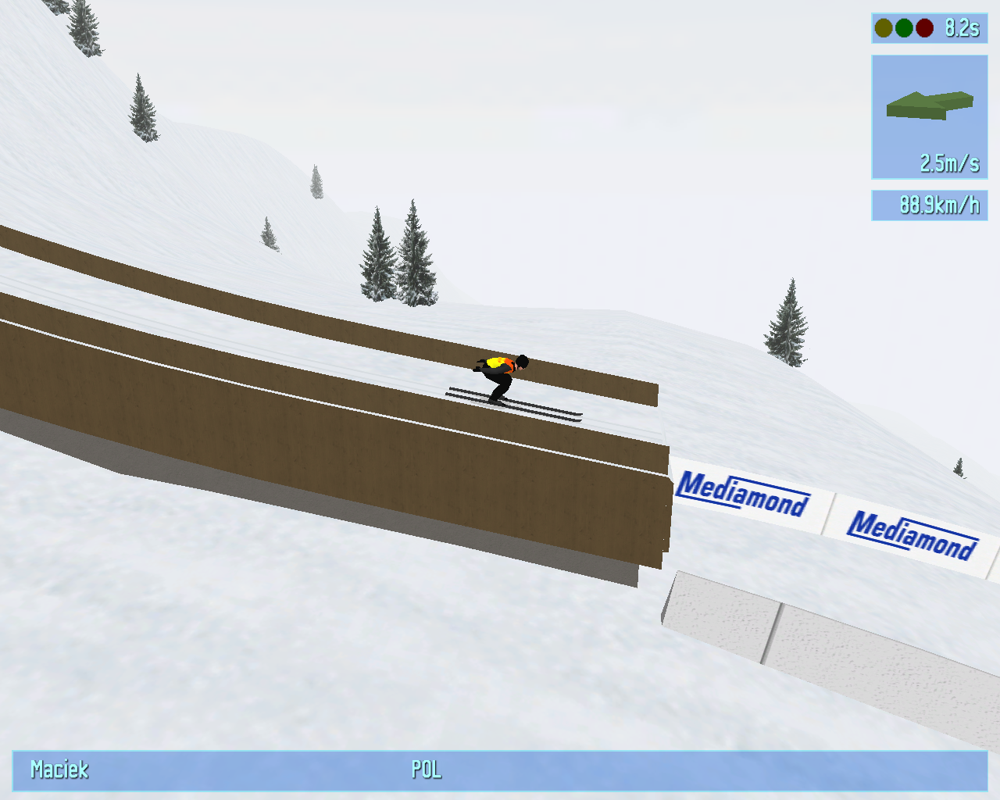 Deluxe Ski Jump 3 (Windows) screenshot: Moment of take-off.