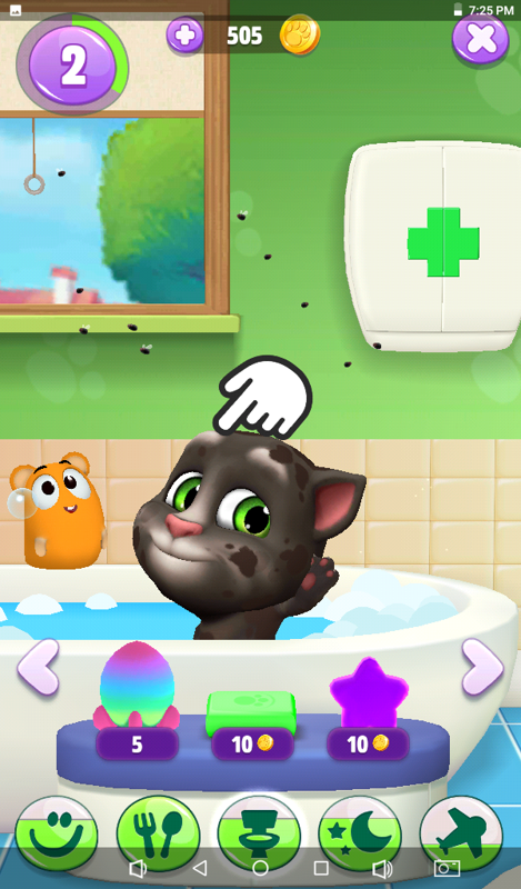 My Talking Tom 2 (Android) screenshot: Tom is taking a bath.