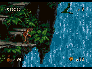 Pitfall: The Mayan Adventure (SEGA 32X) screenshot: At the waterfall