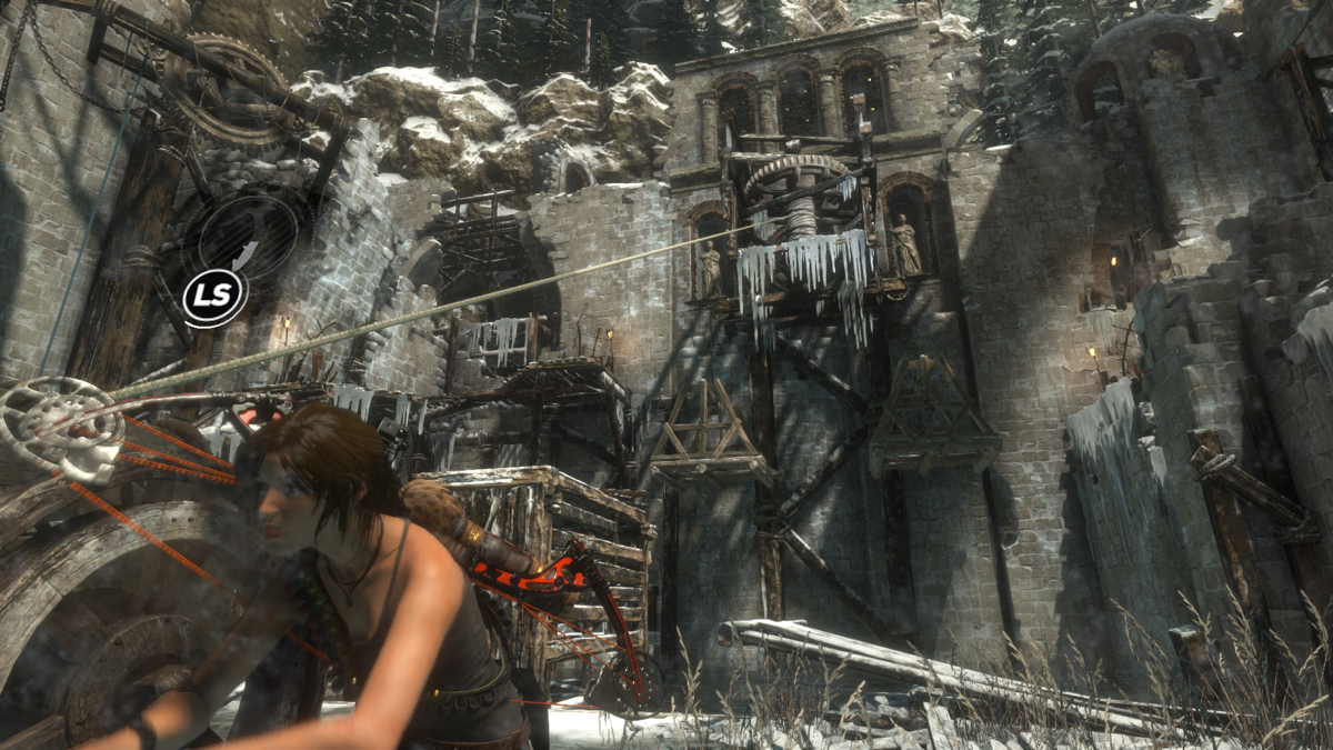 Rise of the Tomb Raider: Baba Yaga - The Temple of the Witch (Windows) screenshot: Making a pathway
