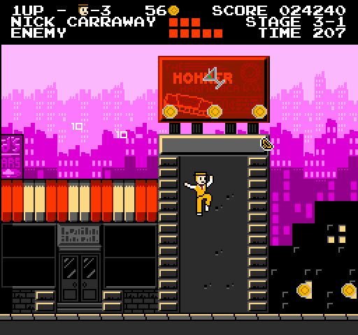 The Great Gatsby (Browser) screenshot: You can throw your hat much farther wearing the yellow costume.