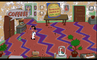 Leisure Suit Larry 5: Passionate Patti Does a Little Undercover Work (Amiga) screenshot: Office of your current job.