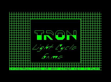 Tron: Light Cycle Game (Commodore PET/CBM) screenshot: Is this the most awesome title screen on the PET or what!?