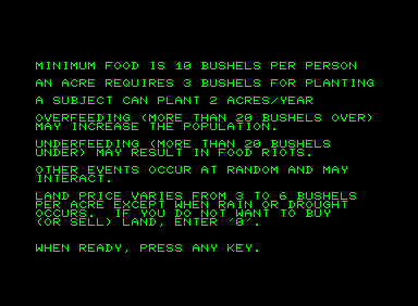 Kingdom (Commodore PET/CBM) screenshot: Explanation