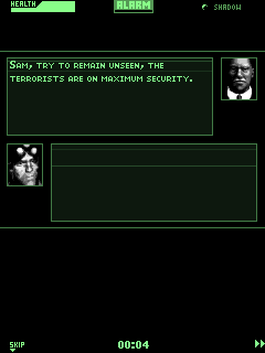 Tom Clancy's Splinter Cell: Pandora Tomorrow (J2ME) screenshot: Some dialogue