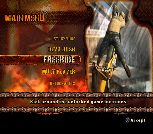 Crusty Demons (PlayStation 2) screenshot: Menu screen.