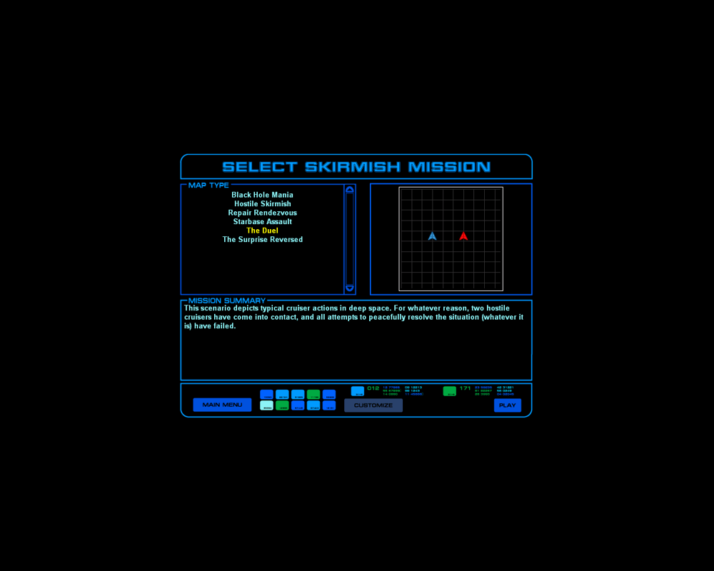 Star Trek: Starfleet Command (Windows) screenshot: Skirmish selection