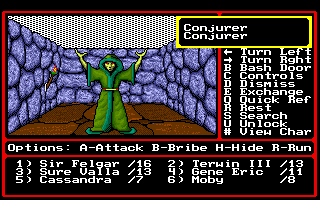 Might and Magic II: Gates to Another World (Amiga) screenshot: Conjurors attack!