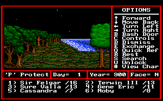 Might and Magic II: Gates to Another World (Amiga) screenshot: Heading into the wilderness.