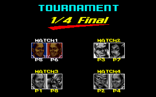 Shaq Fu (Amiga) screenshot: The tournament ladder