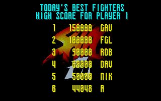 Shaq Fu (Amiga) screenshot: Entering a high score.