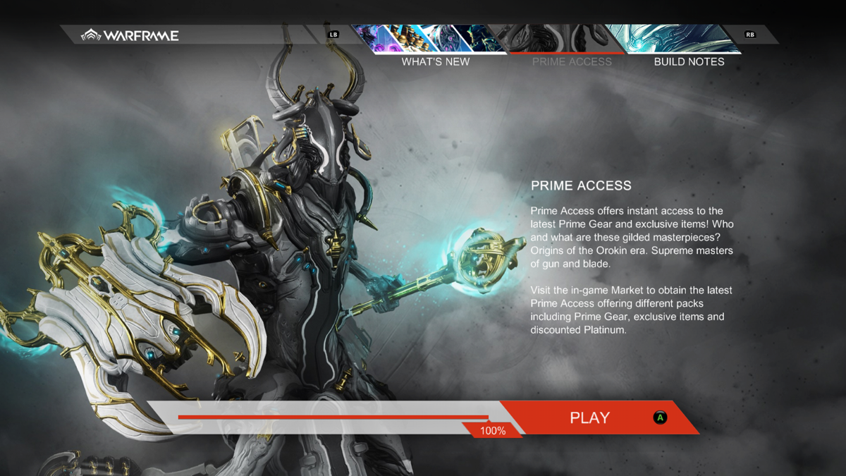 Warframe: Oberon Prime Access Pack (Xbox One) screenshot: Prime access loading screen